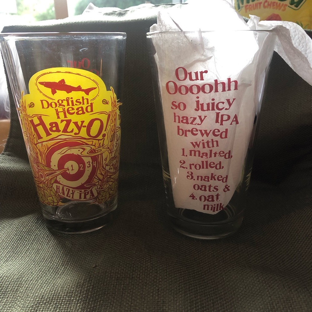 Hazy-O IPA Pint Glass - Yellow and Red set of 2